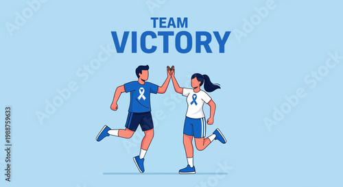 Team High Five Illustration Depicting Triumph, Success, And Partnership in Action