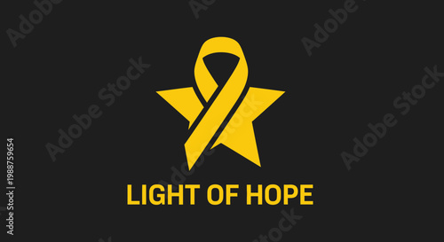 Symbolic Representation Of Hope And Awareness: Ribbon Embracing The Star Design