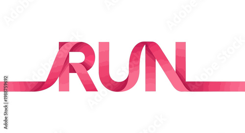 The Word Run Artistically Rendered As Pink Ribbon