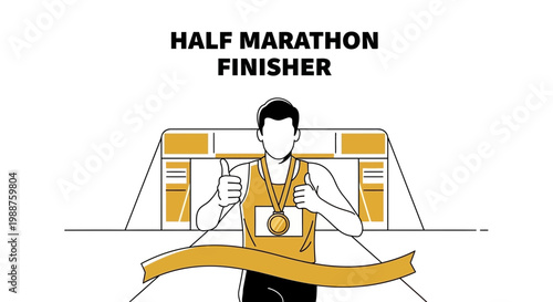 Triumphant Athlete Celebrates Half Marathon Completion With Victory Gesture