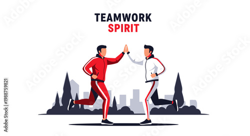 Teamwork And Spirit: Two Individuals Celebrating Success Together On A Journey Forward
