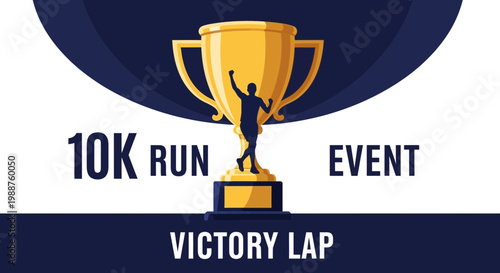 Triumphant Runner Wins the 10K Race and Celebrates Victory on the Podium