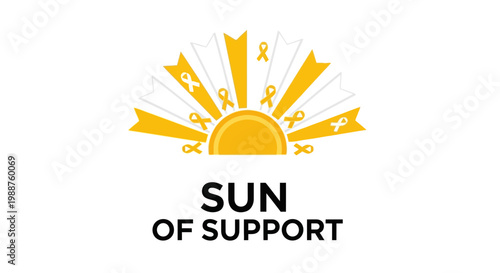 Symbolic Sun Of Support Concept With Ribbons Promoting Awareness And Encouragement