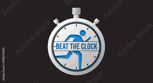 Time Management Concept Represented by a Stopwatch and Marathon Runner Symbol Showing the Race