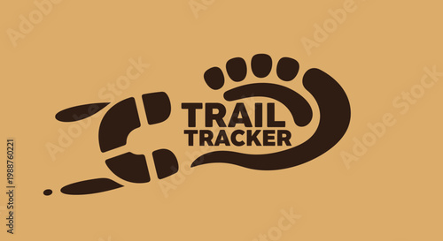 Trail Tracker Logo Depicting Footprints on a Beige Background for Outdoor Activities