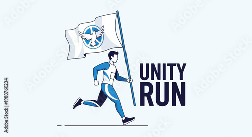 Symbolic Unity Run: A Graphic Depiction Of Peace, Dove, and Athleticism Celebration