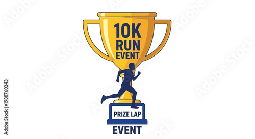 Trophy Illustrating 10k Marathon Run Race Event With Award And Prize Lap Celebration