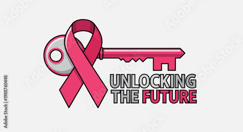 Unlocking The Future With Key And Pink Ribbon Symbolizing Health and Hope