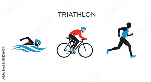 Triathlon Athletes Compete Swimming Biking And Running Showing Determination And Skill
