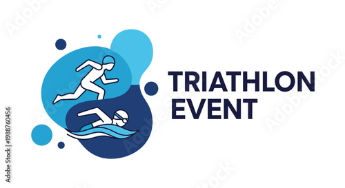 Triathlon Event: Dynamic Visual Combining Swim, Run, and Active Lifestyle in Clean Design