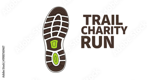 Trail Charity Run: Active Event Depicting Footprint and Event Promotion for Fitness