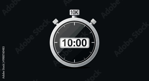 Timekeeping Device Displaying Time on Digital Clock Interface Vector Illustration