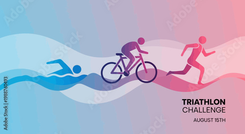 Triathlon Challenge Illustration: Swim, Cycle, Run, Embrace The Athletic Spirit, Triumph