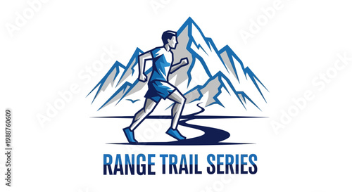 Trail Runner Against Mountain Range For Endurance Races and Outdoor Recreation