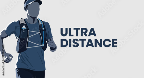 Ultra Distance Runner Depicted in Vector Style During Intense Stamina Training