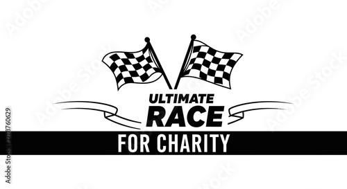Ultimate Race for Charity Logo Design with Checkered Flags Symbolizing Competition