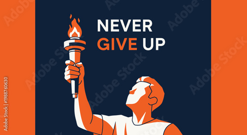 Uplifting Illustration Depicting Resilience, Never Giving Up, Determination, and Achievement