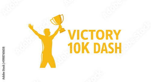 Triumphant Runner Celebrates Victory at the 10k Dash Competition in Dynamic Gold