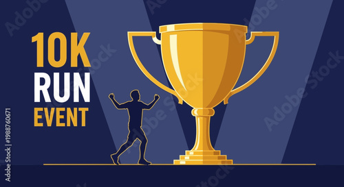 Triumphant Runner Celebrates Victory at the 10k Run Event, Symbolized by Award