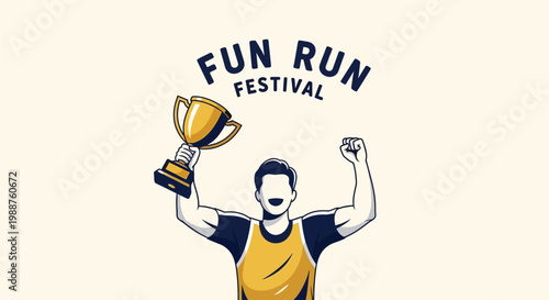 Triumphant Runner Celebrates Victory At Fun Run Festival Event