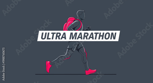 Ultra Marathon Runner Silhouette, Colorful Athletic Person, Gray Background, Bold Graphics Concept