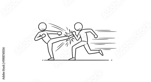 Two stick figures in martial arts.