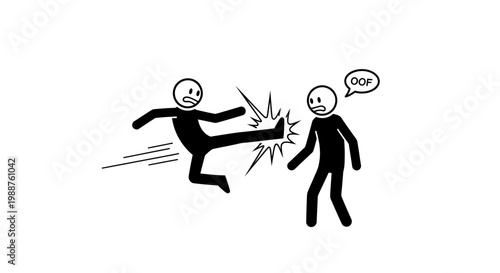 Two stick figures in physical conflict.