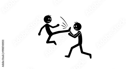 Two stick figures in physical conflict.