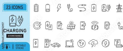 Set of charging tool icons vector illustration isolated collection