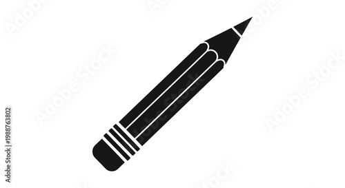 A stark black silhouette of a writing pencil sharply defined silhouette