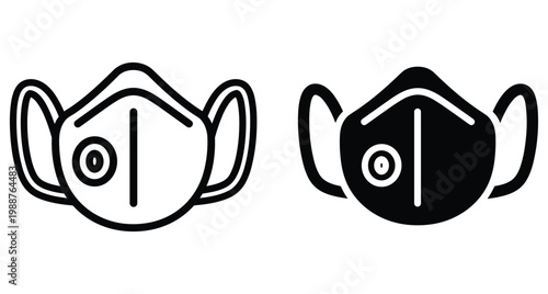 Medical face mask icon set featuring respiratory protection equipment for healthcare safety virus prevention surgical hygiene and industrial dust filtration