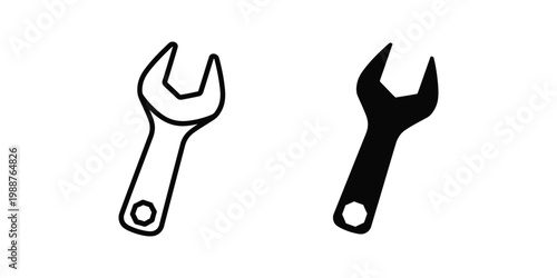 Two contrasting styles of wrenches depicted in simple black and white graphics