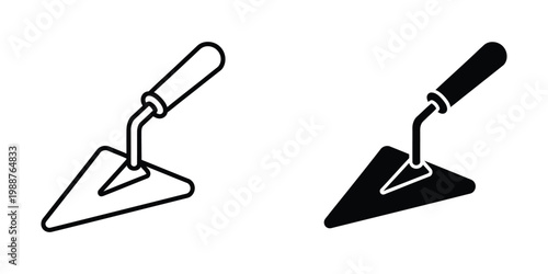 Two different types of trowels depicted in contrasting styles for visual comparison