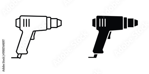 Comparison of a white and black electric power drill design illustration