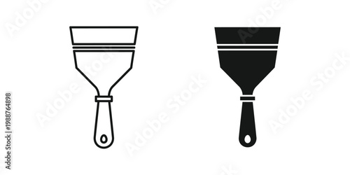Comparison of a white and black trowel with different colored handles and scoops