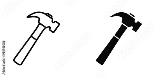 Comparison of outline and filled hammer graphics in black and white