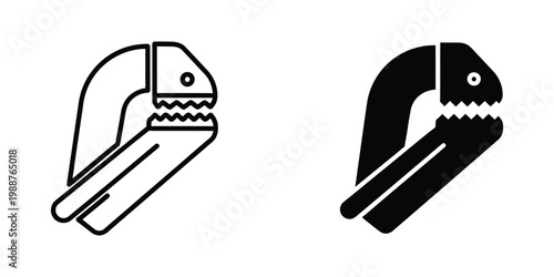 Creative depiction of pliers transformed into a cartoon-like fish creature