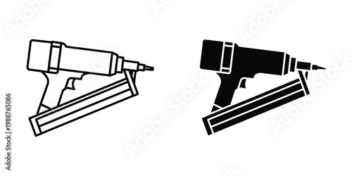 Comparison of nail gun designs with different handle and magazine configurations