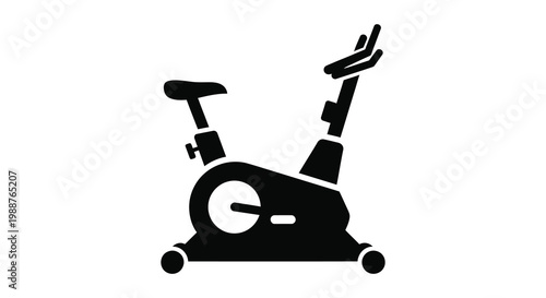 Black stationary exercise bike graphic simple design and bold outline silhouette