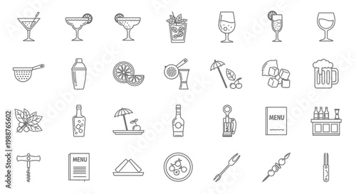 Cocktail icons and drink symbols.