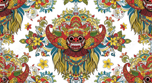 Colorful Balinese Barong Mask Decoration.