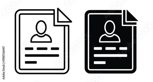 Resume and curriculum vitae document icons with person profile silhouette for job application recruitment hiring human resources management and career development