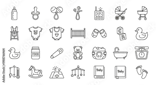 Baby shower icons and symbols.