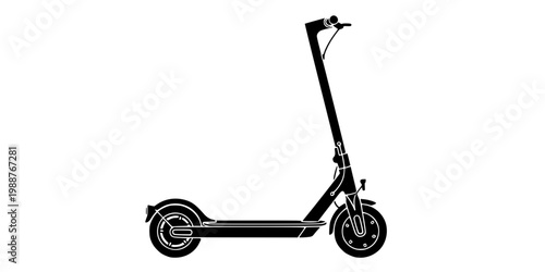 Electric Scooter Silhouette Vector - Modern Micro-Mobility Transit Icon
