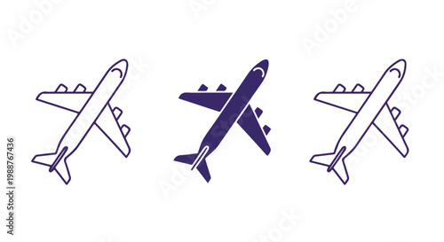 Three airplanes flying in formation on a white background