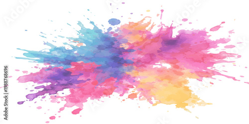 Vibrant colorful paint splatter vector illustration on white background for creative designs