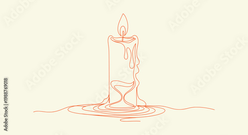 Minimalist One Line Art of a Candle with an Hourglass Symbol Inside Showing the Passing of Time