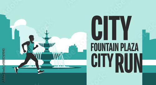 Urban Marathon Event At Fountain Plaza City Run Graphic Design