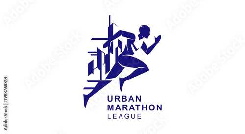 Urban Marathon League: Dynamic Silhouette Representing Speed and Athletic Competition