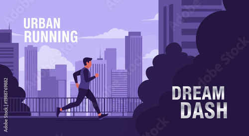 Urban Athlete Runs In The Cityscape Embracing Dreamlike Moments Of Running Passion